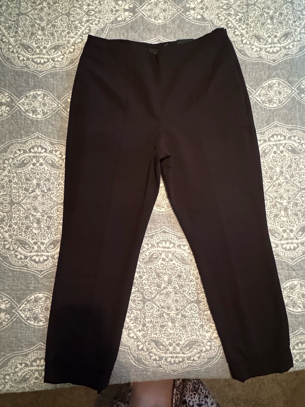 White House Black Market Black Cropped Side Zip Structured Pants